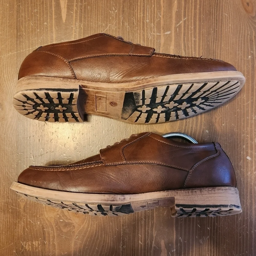 Men's St Johns Bay Brown Leather Balsam Oxford Shoe W/ Memory Foam Insole Sz 11M
